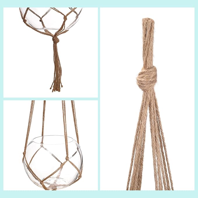 EBOOT 2 Pack 48 Inch Large Macrame Plant Hanger Rope to Hang Flower Pot Plant Holder for Indoor Outdoor Decorations, 4 Legs (Linen Color)