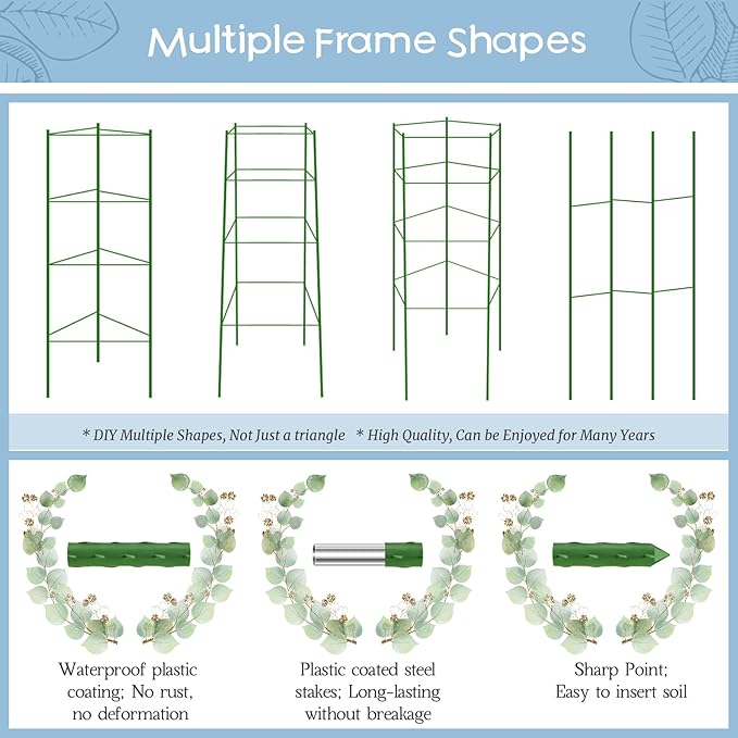 Legigo 6-Pack Tomato Cage for Garden Plant Support- Up to 63inch Garden Stakes Tomato Cage, Tomato Trellis for Potted Plants, Tomato Cages Plant Stakes for Climbing Vegetables Plants Flowers
