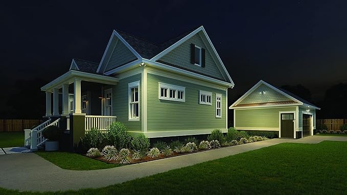 Lithonia Lighting HomeGuard 2-Light LED Outdoor Flood Lights, Motion Sensor Outdoor Lights with Dusk to Dawn, 4000K Cool White, Round Heads, Dark Bronze (HGX LED 2RH 40K 120 MO DDB M2)