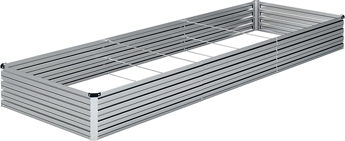 12x4x1FT Galvanized Raised Garden Bed Kit,Vegetable Boxes-Rectangle Metal Flower Box,Large Planter Raised Beds Outdoor Garden for Planting,Fruit,Herb-Silver