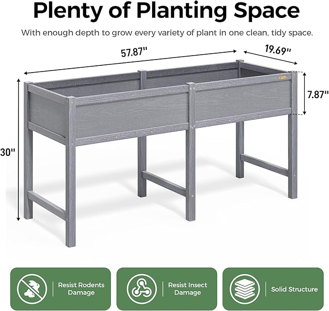 TT Nature HDPE Raised Garden Bed with Legs, Outdoor Elevated Planter Box for Vegetables, Herbs & Flowers, Weather-Resistant Raised Garden Beds for Patio, Balcony & Backyard Gardening