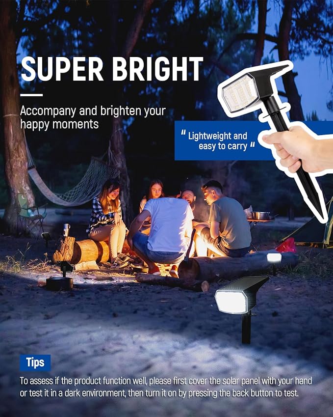 Solar Spot Lights Outdoor IP67 Waterproof 6 Pack, 63 LED 3 Modes Solar Landscape Spotlights for Yard Garden Pathway Wall House Garage (Cool White)
