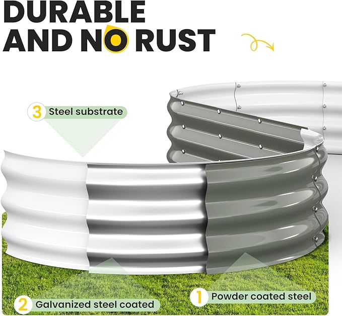 Galvanized Raised Garden Bed 6x3x1 FT, Oval Metal Raised Garden Bed Outdoor Planter Box with Open Bottom, Rust-Resistant Steel Garden Bed for Vegetables Herbs Flowers, Easy Assembly