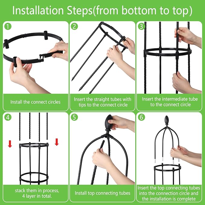 2 Pack 6Ft Tall Garden Obelisk Trellis for Climbing Plants Outdoor, Rustproof Plant Trellis Garden Tower Trellis for Potted Plant Climbing, Flowers Vegetable Cucumber Trellis