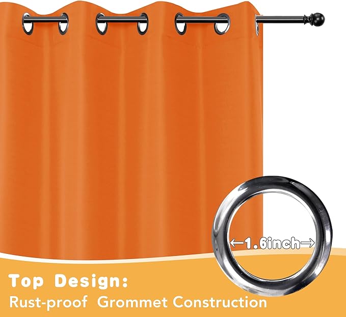 HolidayIdeas Outdoor Curtains for Patio Waterproof, 4 Panels - 54 x 120 Inch - Privacy Protection & Light Filtering Curtains Grommet Outside Curtains for Porch, Backyard (Mecca Orange)