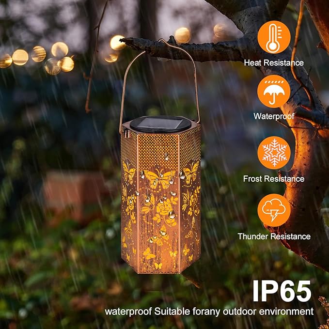 Butterfly Solar Lights Outdoor -Mothers Day Gifts for Mom Grandma, Birthday Gifts for Women, Butterflies Solar Lanterns Outdoor Waterproof Garden Decoration for Outside