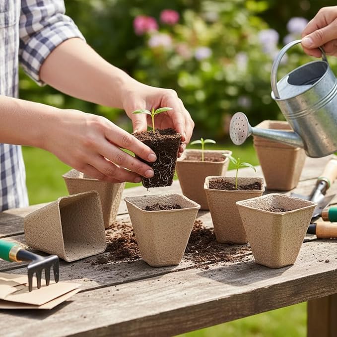 126 Packs Square Peat Pots, 3.15 Inch Seed Starting Pots with Drainage Holes Square Nursery Pot,Biodegradable Eco-Friendly Round Plant Seed Starter Peat Germination Seedling Trays