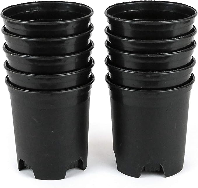 4 Inch Nursery Pot Plastic Planters for Outdoor Indoor Plants Gardening Flower Pots 10-Pack 0.25 Gallon Pot Liners with Drainage Holes
