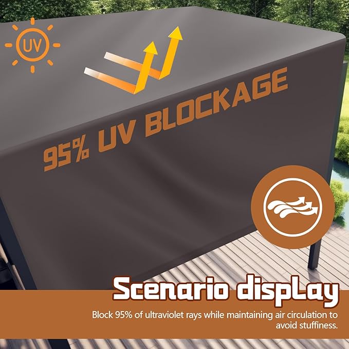 Universal Pergola Replacement Canopy Outdoor Canopy Shade Cover Waterproof Shade Top Cover for Outdoor Patio Porch Backyard(10 x 10 ft,Coffee)