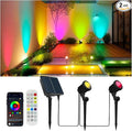 Smart Landscape Spotlights,Solar Low Voltage IP67 Waterproof Outdoor Spot Lights Compatible with APP/Remote Control Color Changing Lights for Yard Garden Pathway Lawn Tree Festival 2pack