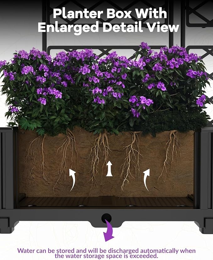 IDEALHOUSE Raised Garden Bed Kit with Trellis, Vertical Metal Planter Box for Small Space, Balcony Privacy Screen for Climbing Plants & Flowers, Patio Vertical Gardening Solution, Black
