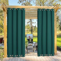 NICETOWN Outdoor Patio Curtain Extra Long Drape 108" L Waterproof/Windproof, Top and Bottom Stainless Steel Grommets Keep Warm in Winter, Privacy Protect for Yard/Porch, 52" W, 1 Panel, Hunter Green