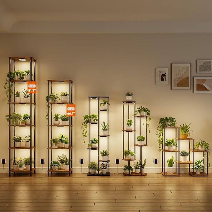 Bstrip Plant Stand Indoor with Grow Light, 66" Tall Indoor Plant Shelf, 5 Tier Flower Stand with Plant Light Full Spectrum, Metal Plant Holder with Light, lighted Plant Rack for Home, Corner, Patio
