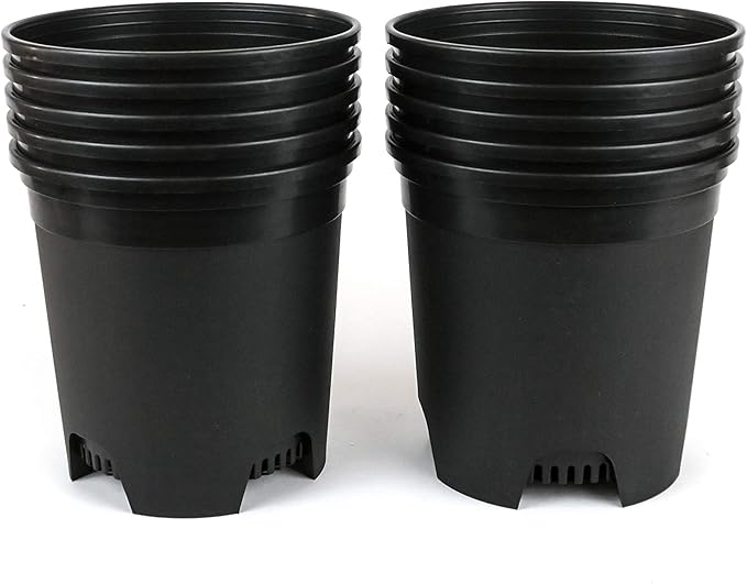 1.5 Gallon Black Nursery Pot Plastic Planters for Outdoor Indoor Plants Gardening Flower Pots 10-Pack 7.5 in Pot Liners with Drainage Holes