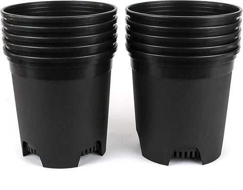1.5 Gallon Black Nursery Pot Plastic Planters for Outdoor Indoor Plants Gardening Flower Pots 10-Pack 7.5 in Pot Liners with Drainage Holes