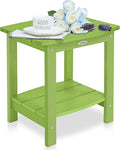 Y&M Outdoor Side Table, HIPS Adirondack Small Double Layer Table, Waterproof Square Outside Table, Balcony End Tables for Patio, Pool, Porch, Deck, Indoor or Outdoor Use, Lime
