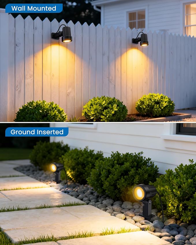 ZZXX 8 Pack Low Voltage Landscape Lights with Transformer and 65FT Wire 12-24V LED Landscape Lighting Kit 2700K Waterproof Landscape Spotlights with Connectors for House Yard Tree Garden