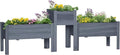 Outsunny Raised Garden Bed Set of 3, Wooden Elevated Planter Box with Legs and Bed Liner, for Backyard and Patio to Grow Vegetables, Herbs, and Flowers, Gray