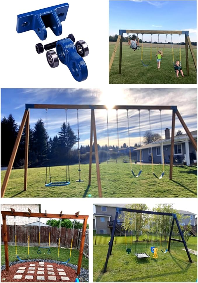 Heavy Duty Blue Swing Hangers Screws Bolts Included Over 5000 lb Capacity Playground Porch Yoga Seat Trapeze Wooden Sets Indoor Outdoor (4 Pack)