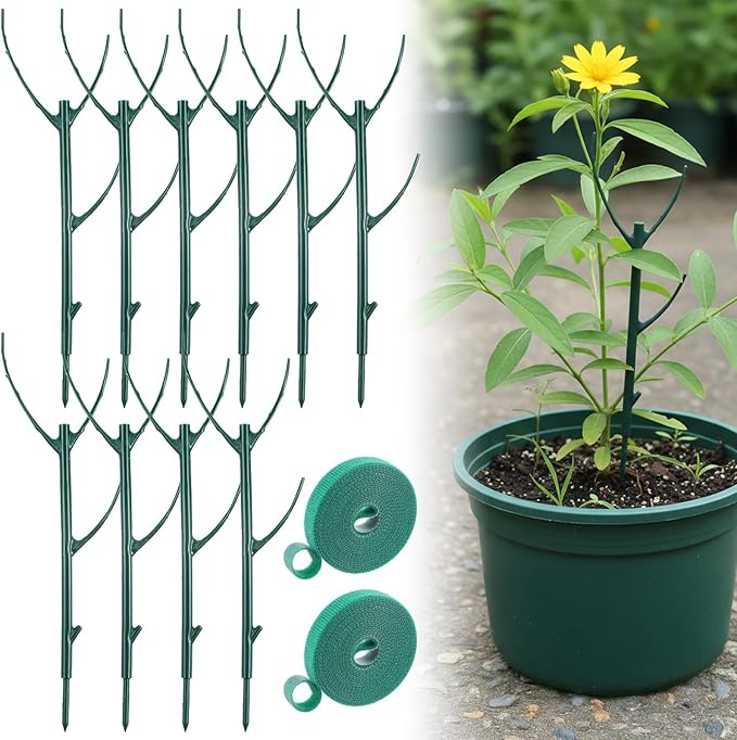 Grevosea 10 Pack Plant Support Stakes, Stackable Monstera Plant Supports for Indoor Outdoor Plants Garden Stakes Trellis for Climbing and Potted Plants Pothos Flowers