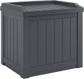 Suncast Small Deck Box Storage w/ Bench Seat for Indoor & Outdoor Use, 22 Gal., Cyberspace
