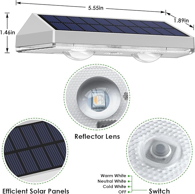 8 Pack Solar Fence Lights Outdoor - Warm White & RGB 6 Color, Dusk to Dawn Deck Light, Solar Powered Light Outdoor IP65 Waterproof, Solar Garden Lights for Outside/Backyard/Railing/Step/Patio/Wall