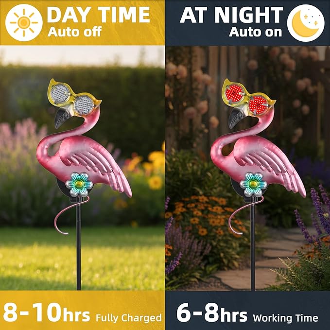 Solar Flamingo Yard Stakes 39.7" with Red Moving Eyeballs, Flamingo Solar Lights Outdoor for Pathway Patio Lawn Ornaments Garden Stakes