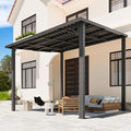 AECOJOY 10'x8' Pergola Hardtop Outdoor Gazebo for Patio, Small Heavy Duty Lean to Metal Pergolas and Gazebos Clearance, Wall-Mounted Grill Gazebo Galvanized Steel Patio Roof Awnings for Patio, Decks