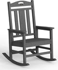 Ciokea Oversized Outdoor Rocking Chair, 380lbs Heavy-Duty Large Patio Rocker, Weather Resistant & Anti-Fade Porch Chair, High Back Cozy Rocking Chair for Outside, Fire Pit, Deck, Garden, Dark Grey