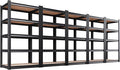 AOAORRG Set of 5 Garage Shelving Heavy Duty Storage Shelves, Metal Adjustable Shelving Unit, Utility Garage Organizer Shelf for Basement, Pantry, Kitchen, Warehouse, 31.5"W x 13.8"D x 71.2"H, Black