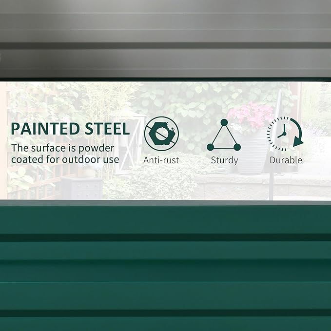 Outsunny Galvanized Raised Garden Bed, 4' x 2' x 1' Metal Planter Box, for Growing Vegetables, Flowers, Herbs, Succulents, Green