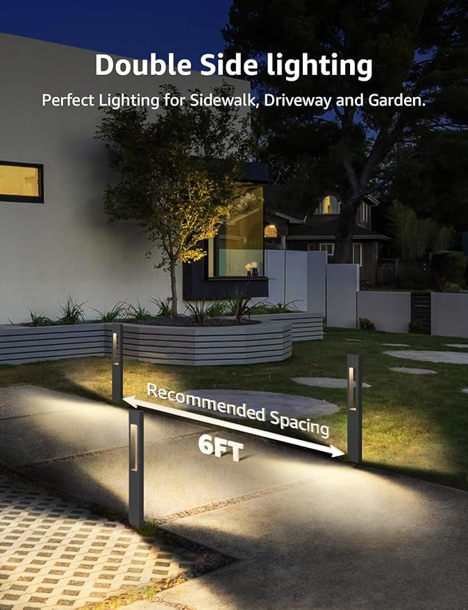 SUNVIE 3W Low Voltage Pathway Lights 3000K LED Low Voltage Landscape Lights 12V Waterproof Landscape Path Lights Low Voltage Landscape Lighting for Walkway Yard Backyard Garden ETL Listed Cord, 4 Pack