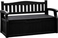 Flamaker 80 Gallon Storage Bench Outdoor Indoor, Durable All-Weather Seating with Hidden Storage, Lockable Deck Box for Garden, Patio, Poolside (Black)