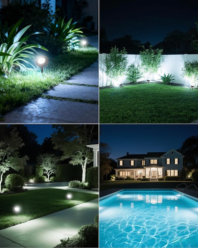 CORESLUX Solar Spot Lights Outdoor Waterproof IP68, 3-in-1 LED Cool Light Solar Landscape Lights, 2 Light Modes Landscape Path Lights for Outside Garden Yard Pond Pathway