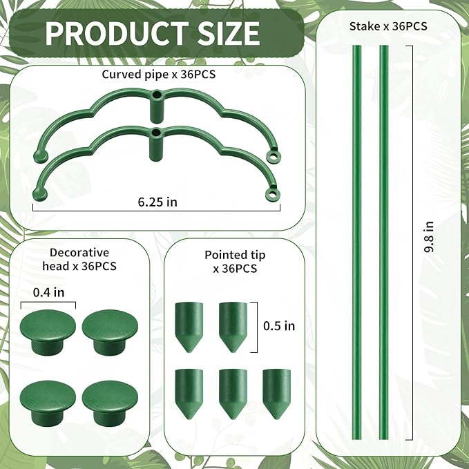 36 Pack Plant Support Stakes Sets - Versatile Plant Cages, Stackable Garden Flower Support， Small Plant Stakes for Indoor Plants,Tomato,Monstera, Peony, Hydrangea, Climbing Plants