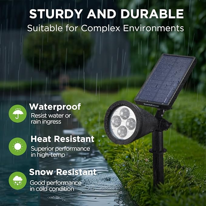 InnoGear Solar Lights Outdoor Waterproof Solar Garden Light for Outside Yard Landscape Lighting Pathway Spot Lights Spotlight Wall Light Auto On/Off, Pack of 2 (Cool White)