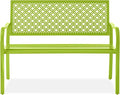 Best Choice Products Outdoor Bench 2-Person Metal Steel Benches Furniture for Garden, Patio, Porch, Entryway w/Geometric Backrest, 790lb Capacity - Lime Green