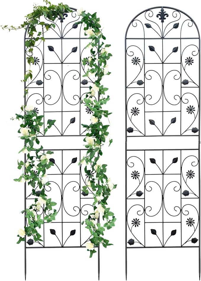 Trellis for Climbing Plants Outdoor, （2 Pack 70.8x19.6-inch）, Generic Metal Garden Trellis, Rustproof, Easy Assembly,（Black）