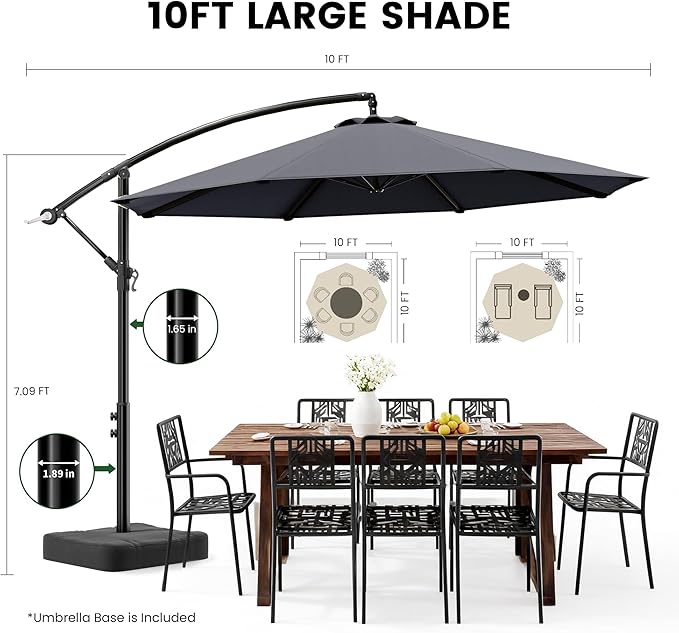 OLILAWN 10ft Patio Umbrella with Base