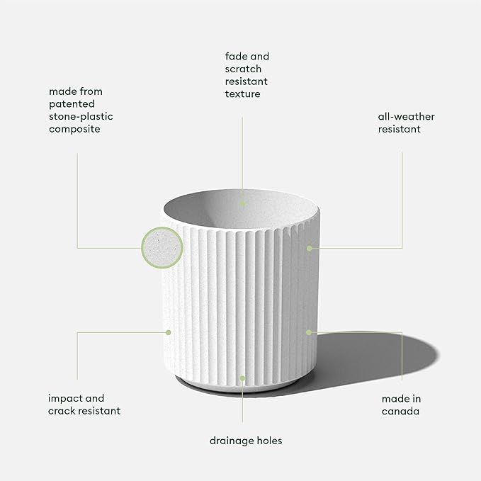 Veradek Demi Series Round Planter for Porch, Patio, Backyard | Durable Plastic-Stone Composite Material | Modern Décor for Tall Plants, Flowers