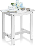 Y&M Outdoor Side Table, HIPS Adirondack Small Single Table, Waterproof Square Outside Table, Balcony Modern End Tables for Patio, Pool, Beach, Porch, Deck, Indoor or Outdoor Use, White