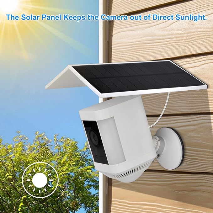 Solar Panel for Ring Camera Spotlight Cam Plus/Pro(Battery) & Stick Up Cam/Pro Battery,4W 5V 10ft Long Cable with USB-C to Barrel Plug Adapter (White,Camera is not Included)