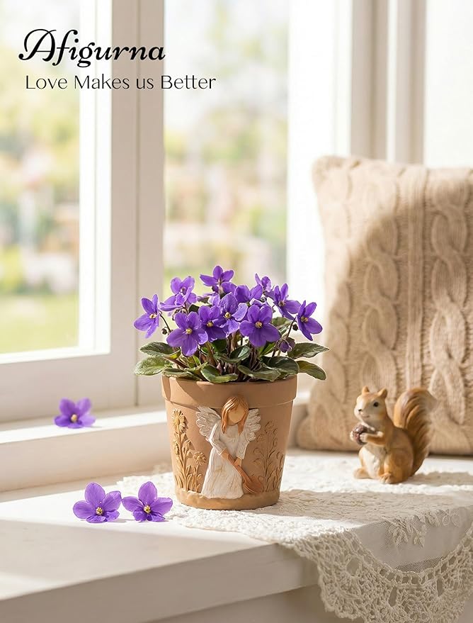Gardening Gifts for Women: Hand-Painted 3D Art Planter for Plant Lover - Angel Planter Gift for Gardener - Cute Succulents Plant Pot Garden Gift for Master Avid Gardener Grandma Mom Christmas