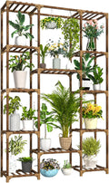 Uneedem Tall Indoor Outdoor Plant Stand - Large 12 Tier Plant Rack with Wooden Shelves for Room, Balcony, Garden, Patio