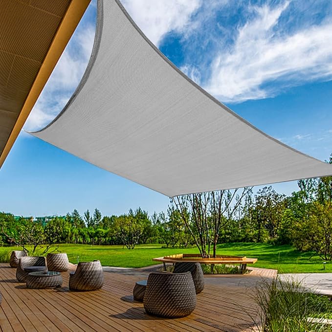KANAGAWA Sun Shade Sail 13'x20' Gray Rectangle UV Block Canopy Awning Shelter Fabric Cloth Screen for Outdoor Patio Garden Backyard