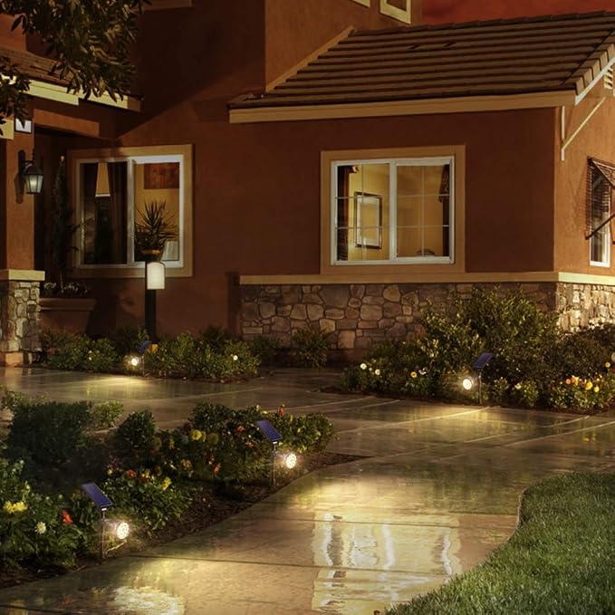 Solar Spotlights, 18 LED Solar Lights Outdoor Waterproof, 2 Mode Soft Warm White Landscape Lighting Auto On/Off Spot Lights for Flag Pole Garden Yard Tree Driveway Pool, 4 Pack