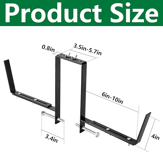 Adnee Set of 4 Double Sided Planter Box Brackets-Adjustable Window Boxes Flower Brackets-Railing Planters Box Brackets for Garden Balcony Window Fence Stairs