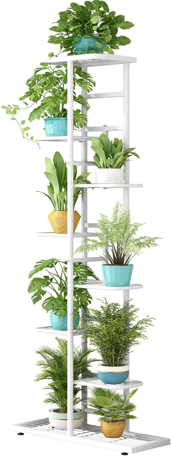 LINZINAR Plant Stand Metal Indoor Outdoor 8 Tier 9 Potted Multiple Flower Pot Holder Shelf Indoor Outdoor Planter Display Shelving Unit for Patio Garden Corner Balcony Living Room