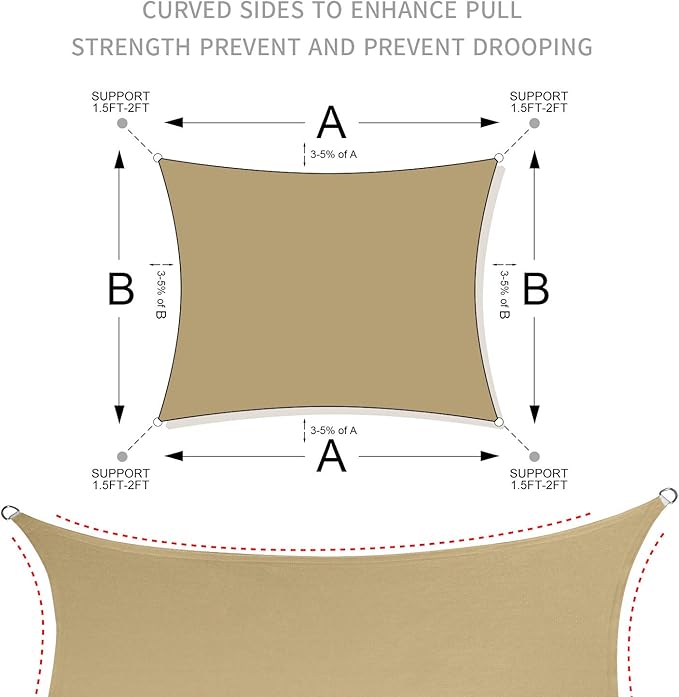 LOVE STORY Sun Shade Sail 12' x 16' Rectangle Sail Shade for Outdoor Patio Garden Backyard, Terra Red