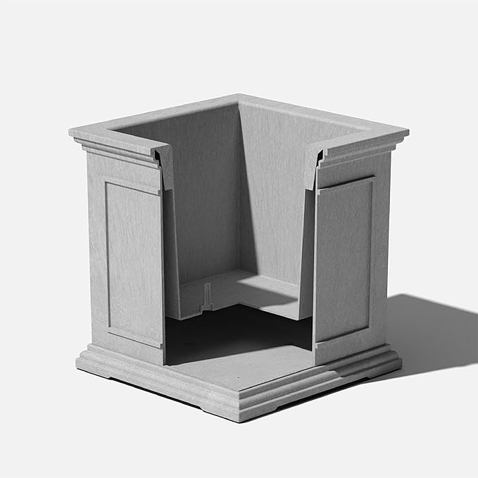 Veradek Brixton Series Cube Plastic Planter - Square Planter for Indoor or Outdoor Patio/Front Porch | Durable All-Weather Use w/Drainage Holes | Classic Estate Design for Flowers, Tall Plants, Trees